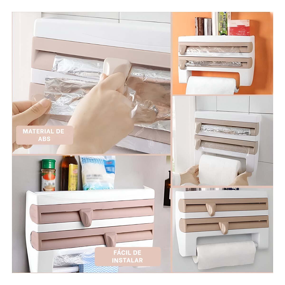 DISPENSADOR PAPEL ALUMINIO Y TOALLA BEIGE PARA BRINDAR COMODIDAD CASA Y+POST IT - 2