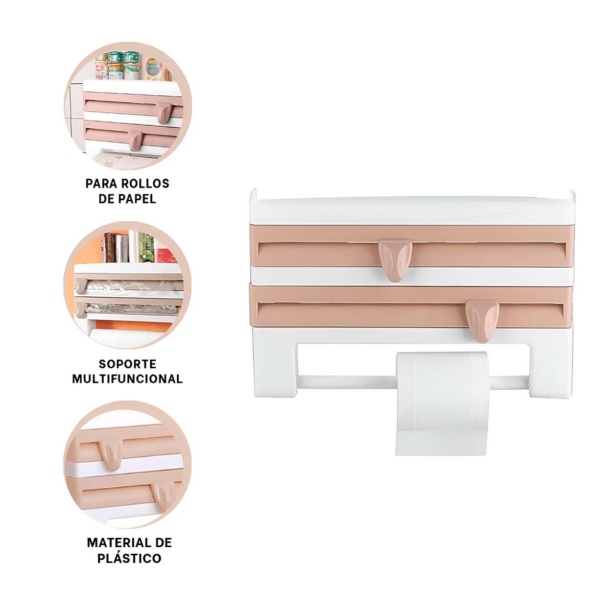 DISPENSADOR PAPEL ALUMINIO Y TOALLA BEIGE PARA BRINDAR COMODIDAD CASA Y+POST IT - 5