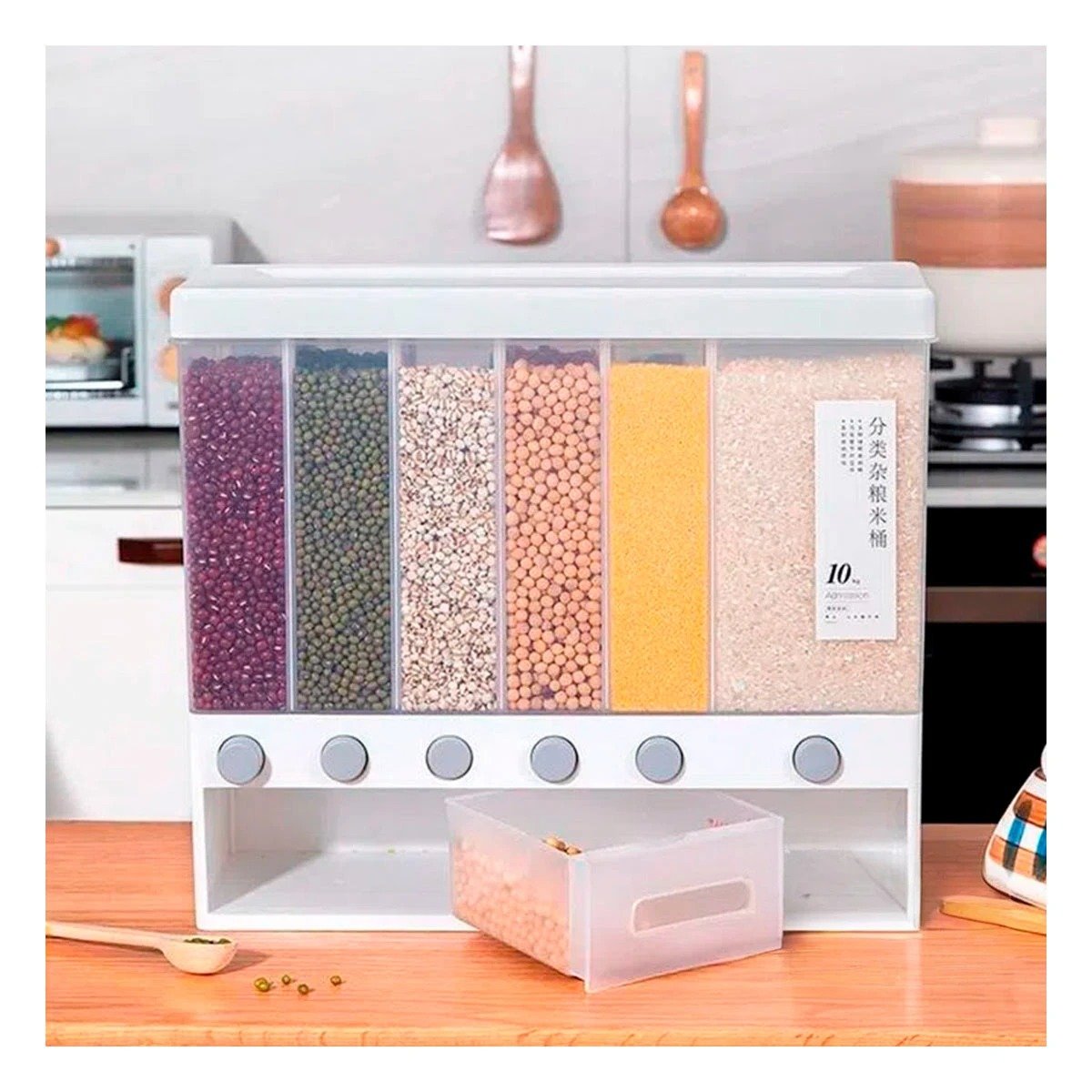 PACK2 ORGANIZADOR DE GRANOS BLANCO 10KG PARA FOMENTAR ESPACIO CON ORDEN Y+REGALO STICKER - 5