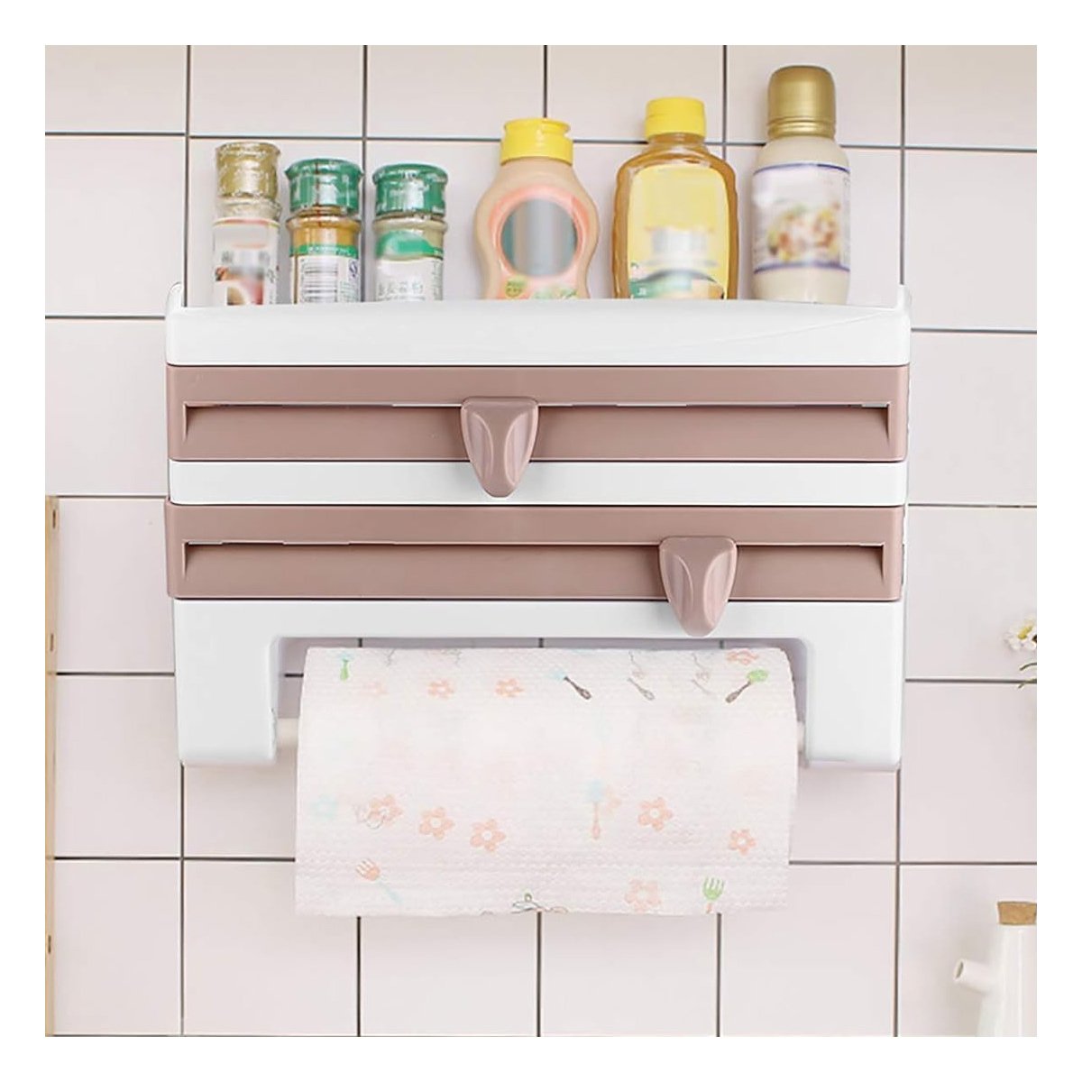 DISPENSADOR PAPEL ALUMINIO Y TOALLA BEIGE PARA LA UTILIDAD DE HIJOS Y+LIGAS REGALO - 3