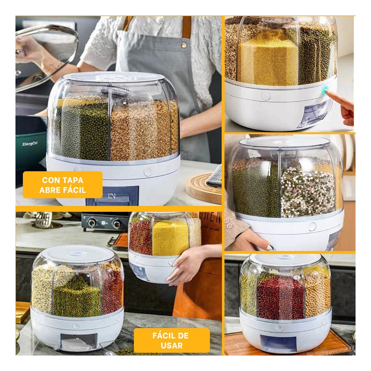 DISPENSADOR GIRATORIO BLANCO 6KG PARA LA UTILIDAD DE HIJOS SANOS Y+LIGAS REGALO - 1