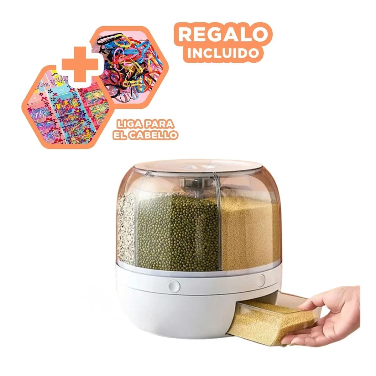DISPENSADOR GIRATORIO BLANCO 6KG PARA LA UTILIDAD DE HIJOS SANOS Y+LIGAS REGALO - 2