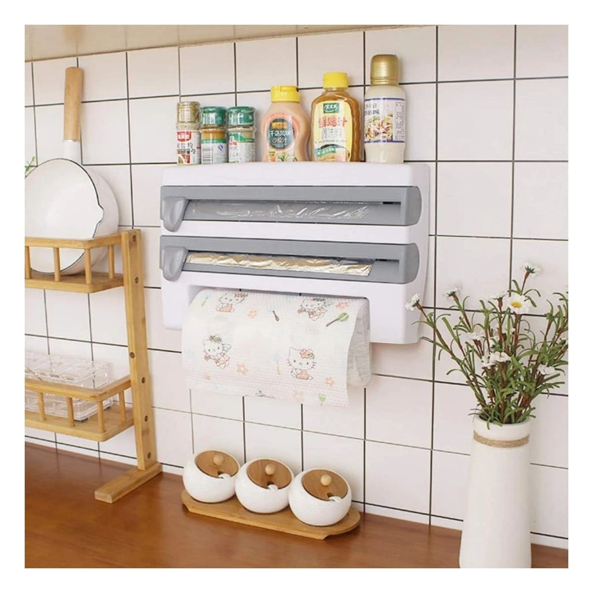 DISPENSADOR PAPEL ALUMINIO Y TOALLA PLOMO PARA LA GESTION EN FAMILIA Y+PAPEL REGALO - 1