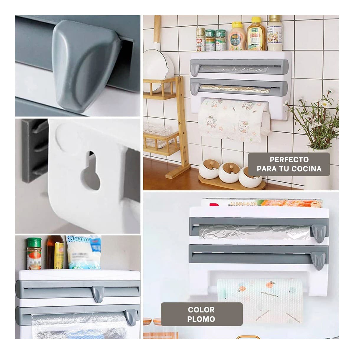 DISPENSADOR PAPEL ALUMINIO Y TOALLA PLOMO PARA LA GESTION EN FAMILIA Y+PAPEL REGALO - 3