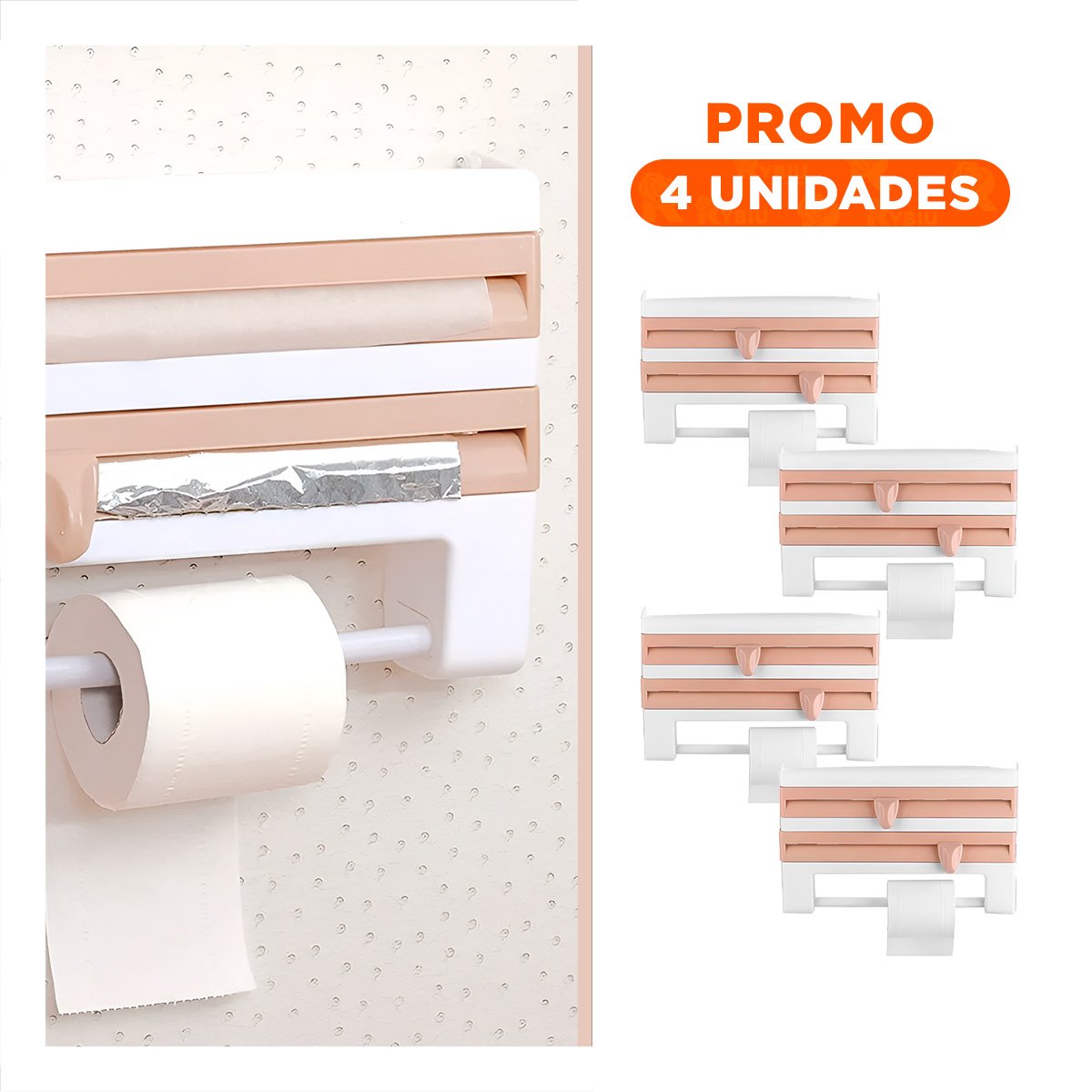 PACK4 ORGANIZADOR DE ALUMINIO Y TOALLA BEIGE CON DISEÑO ELEGANTE EN CASA - 1