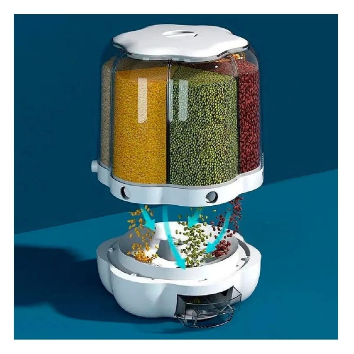 DISPENSADOR GIRATORIO BLANCO 9 KG DE MATERIAL FUERTE EN SU HOGAR Y+REGALO STICKER - 2
