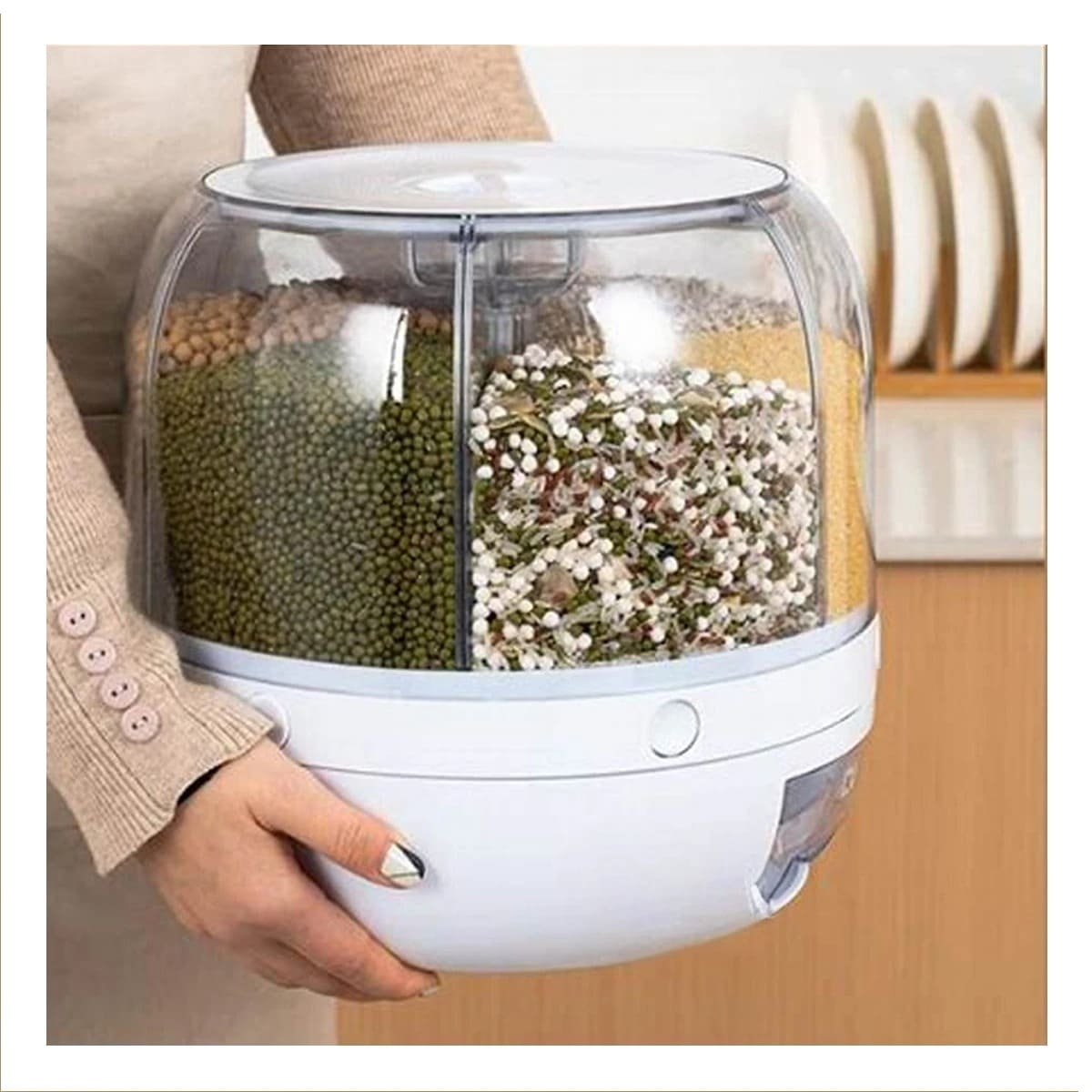 PACK2 ORGANIZADOR DE GRANOS BLANCO 6KG CON MUCHA CAPACIDAD EN SU MESA - 2