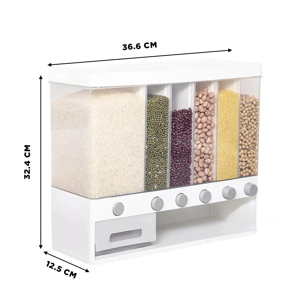 DISPENSADOR DE MENESTRA BLANCO 10KG DE MATERIAL FUERTE EN SU HOGAR Y+REGALO STICKER - 4