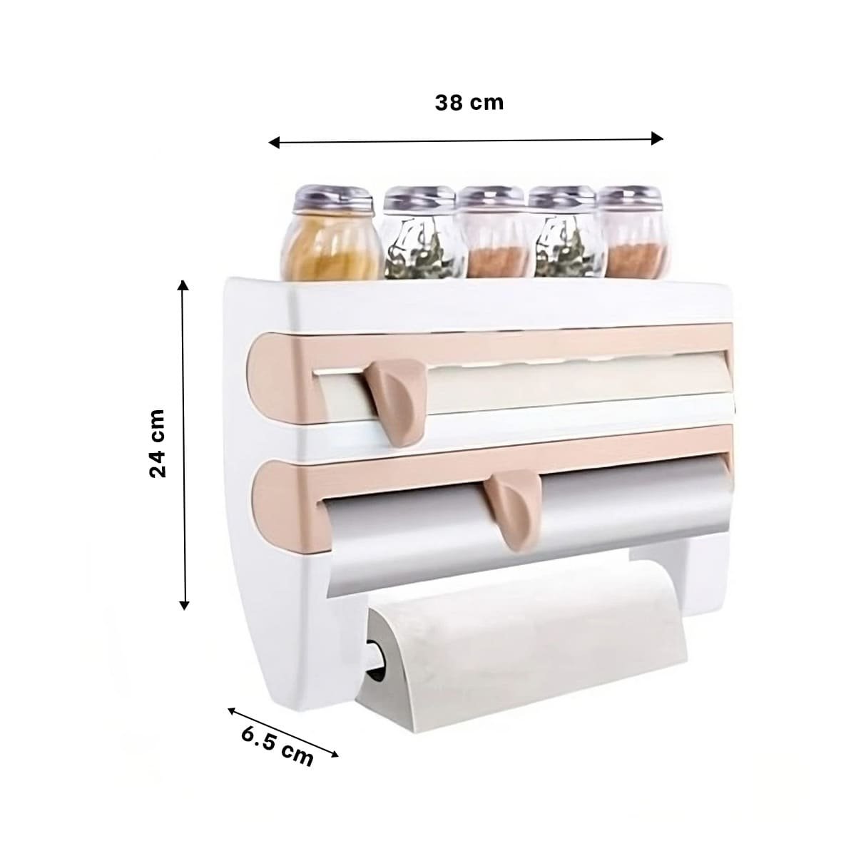 DISPENSADOR PAPEL ALUMINIO Y TOALLA BEIGE PARA EL ORDEN EN VIVIENDA - 4