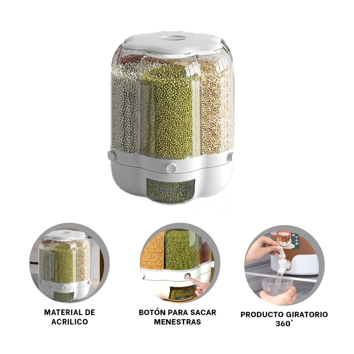 DISPENSADOR GIRATORIO BLANCO 9 KG PARA BRINDAR COMODIDAD EN CASA Y+POST IT - 5