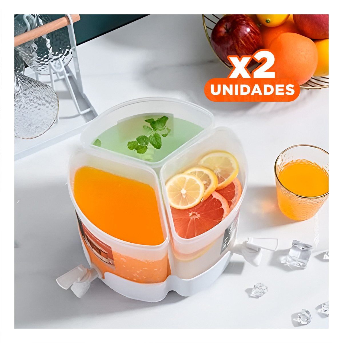 PACK2 SERVIDOR DE BEBIDAS BLANCO 3 TANQUES CON MUCHA CAPACIDAD EN MESA - 1