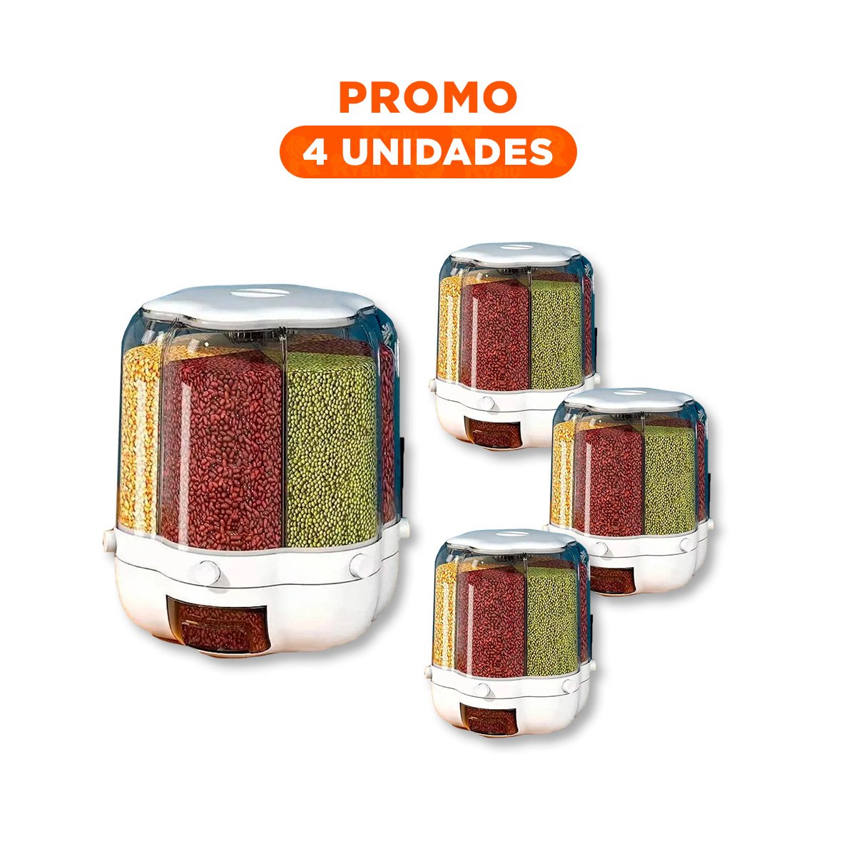 PACK4 ORGANIZADOR DE GRANOS BLANCO 9 KG CON DISEÑO ELEGANTE EN SU CASA - 1