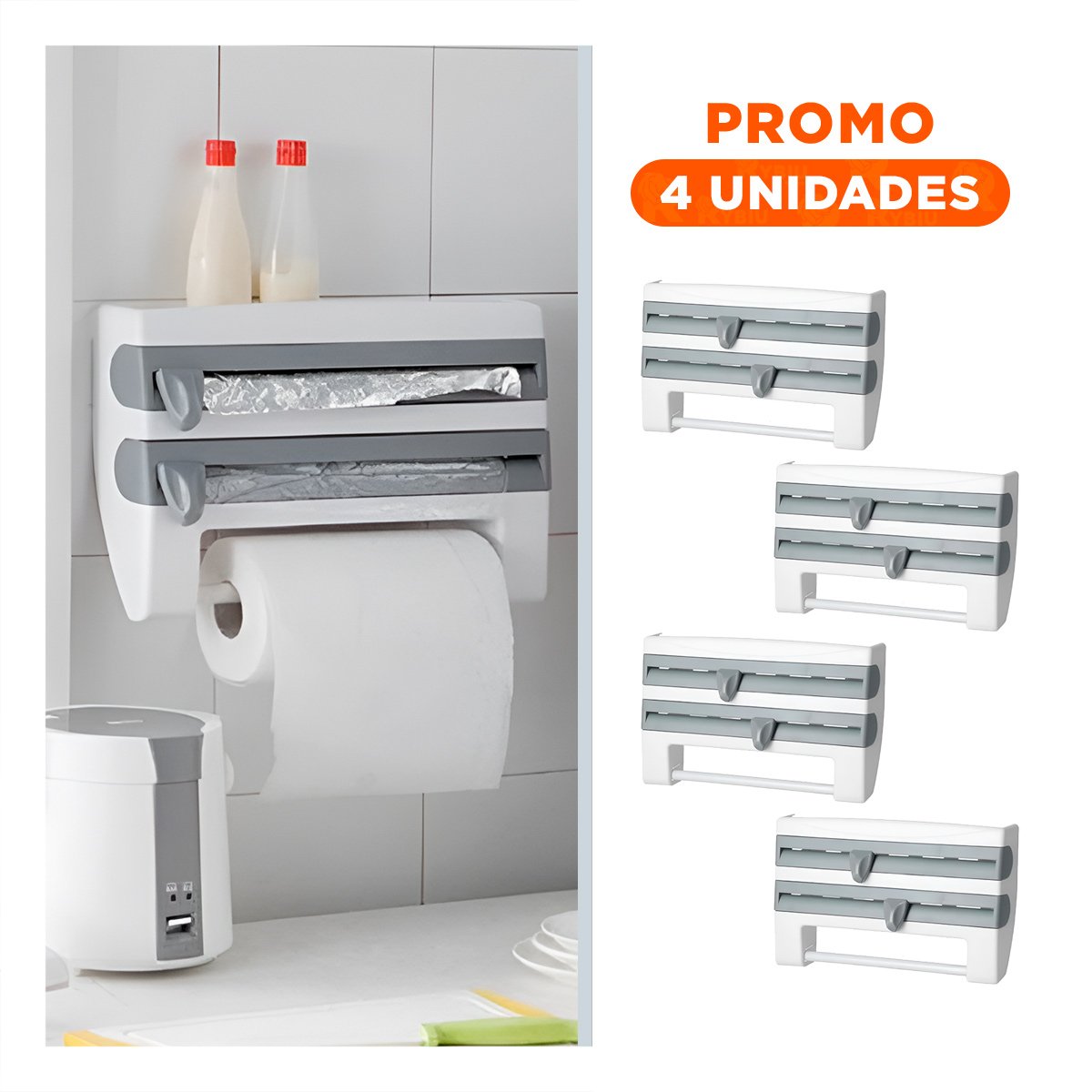 PACK4 ORGANIZADOR DE ALUMINIO Y TOALLA PLOMO CON DISEÑO ELEGANTE EN CASA - 1