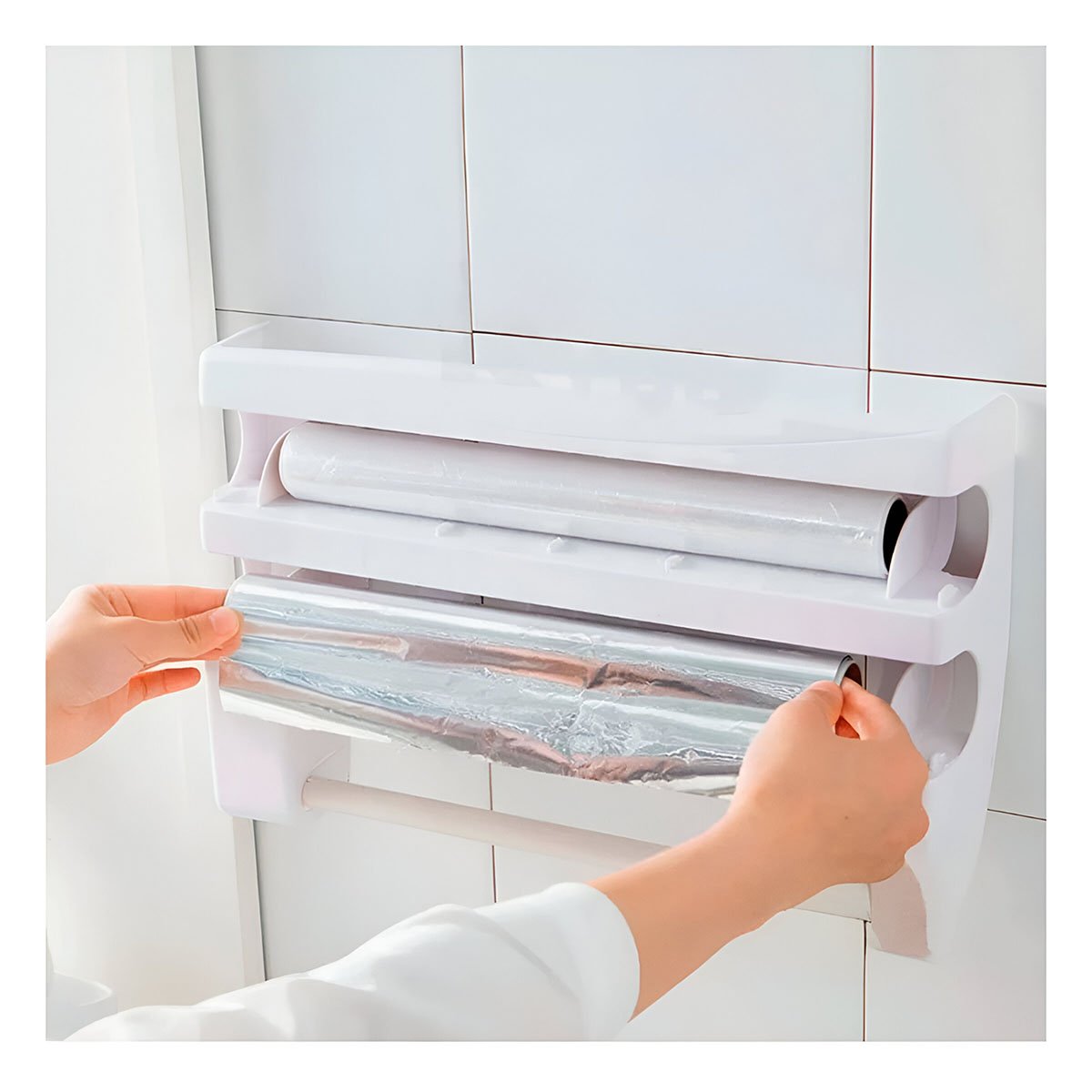 PACK4 ORGANIZADOR DE ALUMINIO Y TOALLA PLOMO CON DISEÑO ELEGANTE EN CASA - 3