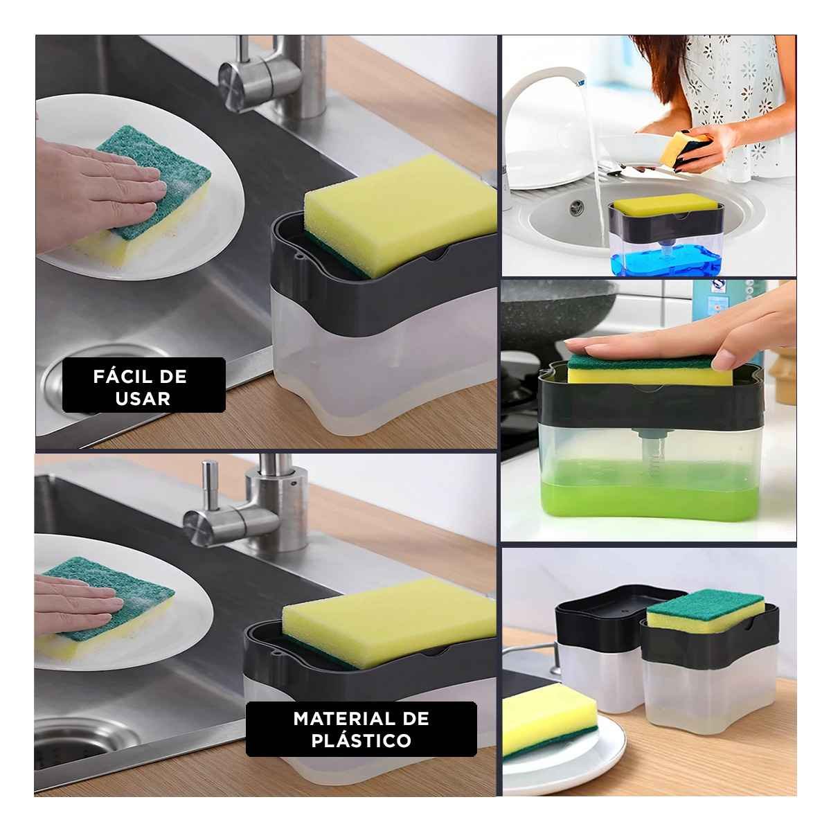 DISPENSADOR DE JABON NEGRO PARA EL ASEO DE SU COCINA LINDA - 2