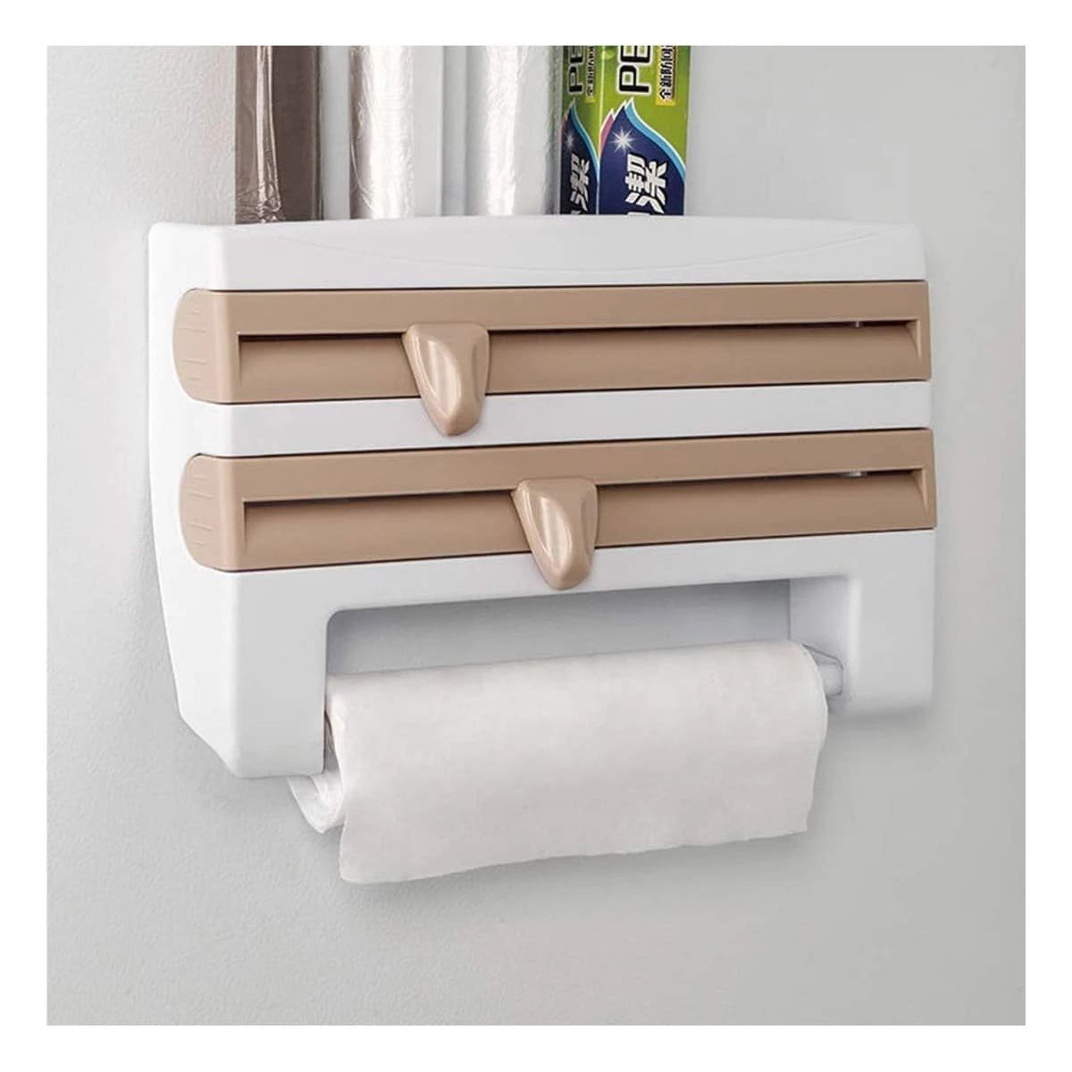 DISPENSADOR PAPEL ALUMINIO Y TOALLA BEIGE DE MATERIAL FUERTE EN HOGAR Y+REGALO STICKER - 2