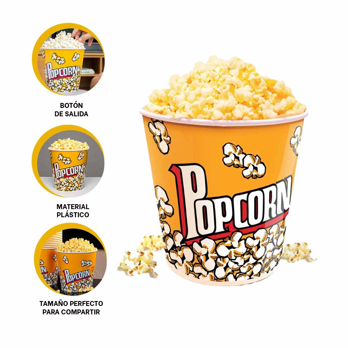 CUBETA VASO POPCORN AMARILLO 21X20CM PARA LA GESTION EN FAMILIA REAL LINDA Y+PAPEL REGALO - 5