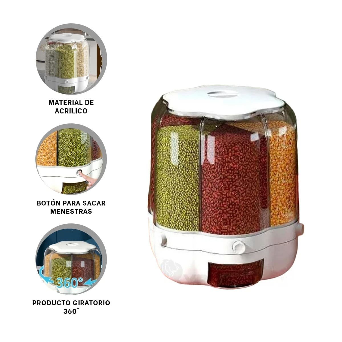 DISPENSADOR GIRATORIO BLANCO 9 KG PARA LA GESTION EN FAMILIA REAL Y+PAPEL REGALO - 5