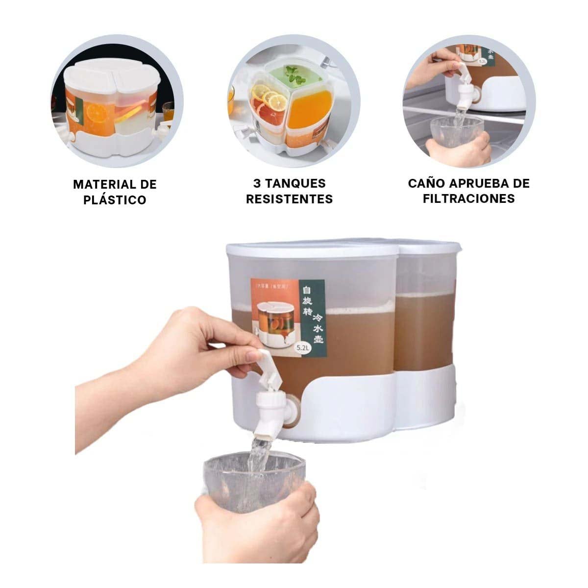 DISPENSADOR GIRATORIO BLANCO 3 TANQUES PARA LA GESTION EN FAMILIA Y+PAPEL REGALO - 5