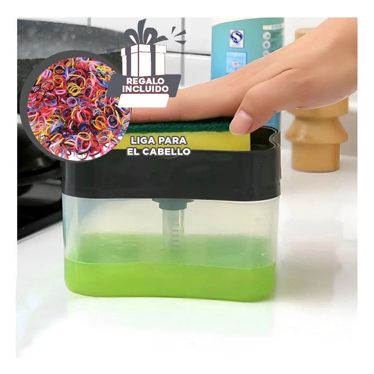 DISPENSADOR DE JABON NEGRO PARA LA UTILIDAD DE HIJOS SANOS LINDOS Y+LIGAS REGALO - 2