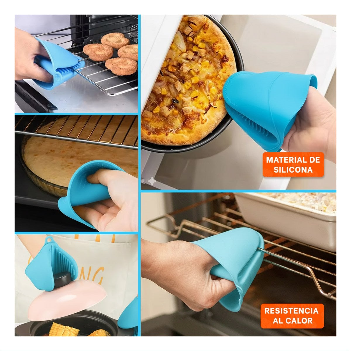 PACK4 PROTECCIONES DE SILICONA CELESTE PARA COCINA Y HOGAR 7,3X9,5CM Y+REGALO STICKER - 2