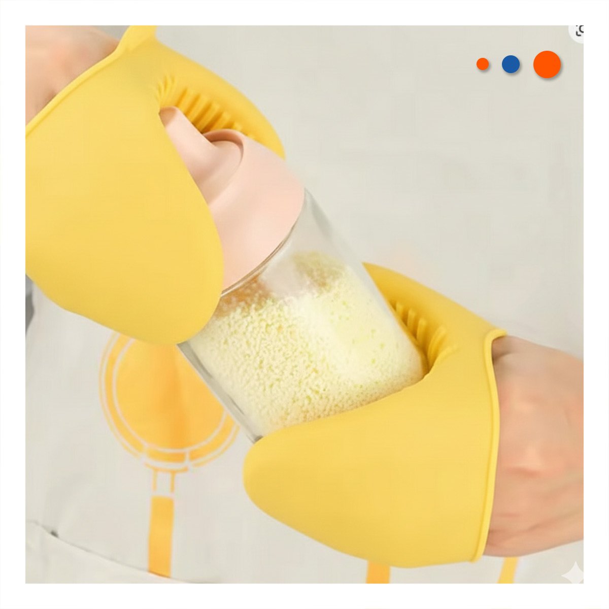 GUANTES CUBIERTOS DE SILICONA AMARILLO PARA TAREAS DE COCINA Y HOGAR 7,3X9,5CM Y+REGALO STICKER - 2