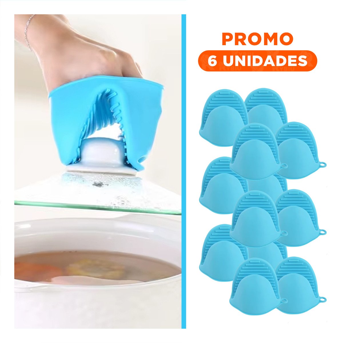 PACK6 PROTECCIONES CUBIERTAS DE SILICONA CELESTE PARA PREPARAR 7,3X9,5CM Y+REGALO STICKER - 1