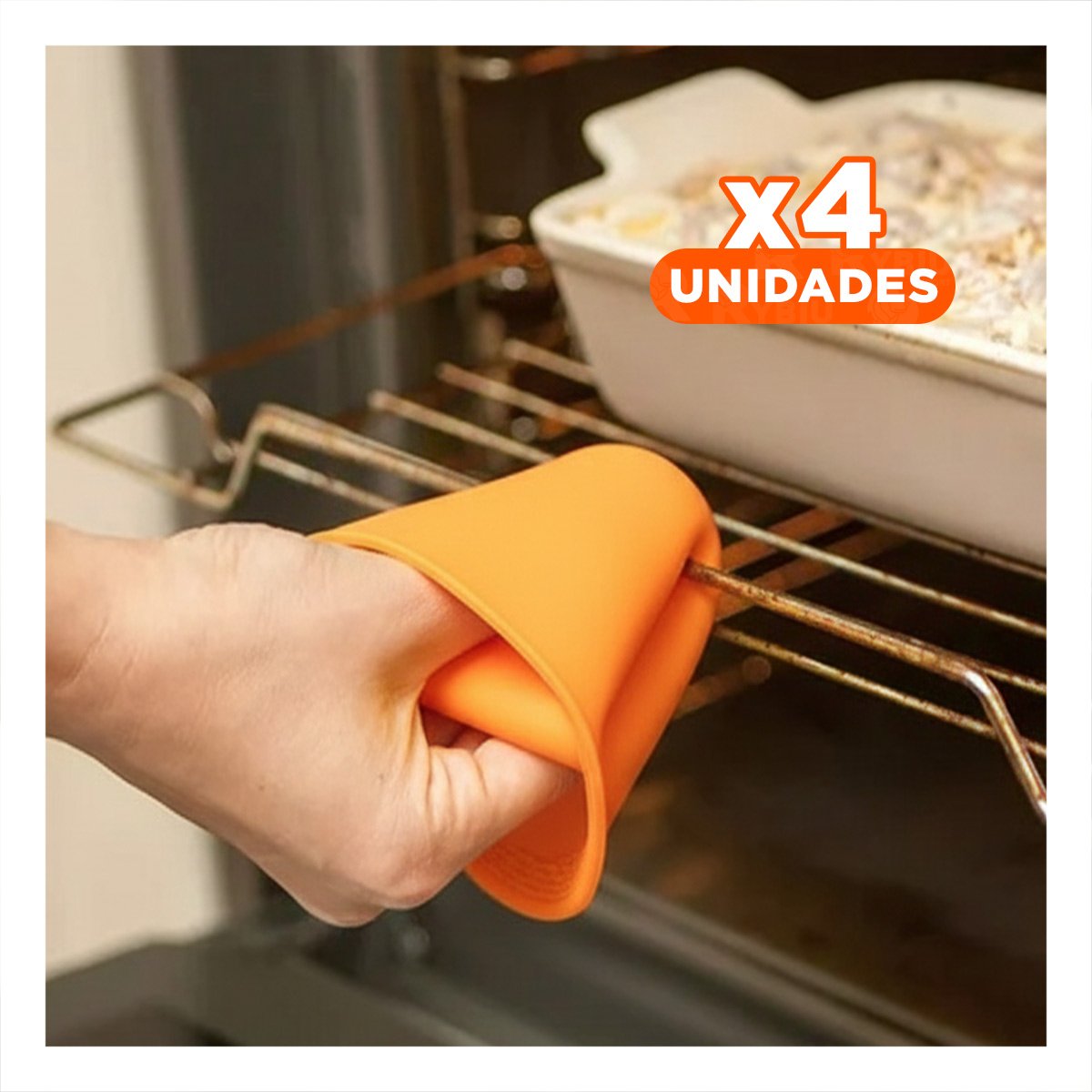 PACK4 PROTECCIONES DE SILICONA NARANJA PARA COCINA Y HOGAR 7,3X9,5CM Y+REGALO STICKER - 1