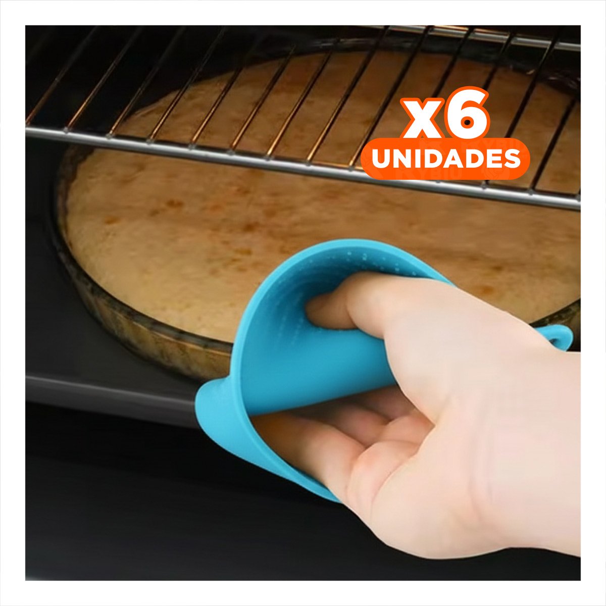 PACK6 PROTECCIONES PARA MANOS DE SILICONA CELESTE PARA HOGAR Y COCINA 7,3X9,5CM Y+PAPEL REGALO - 1