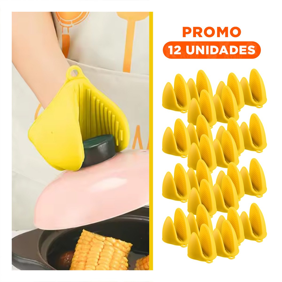 PACK12 PROTECCIONES ACCESORIOS DE SILICONA AMARILLO PARA COCINA Y HOGAR 7,3X9,5CM - 1