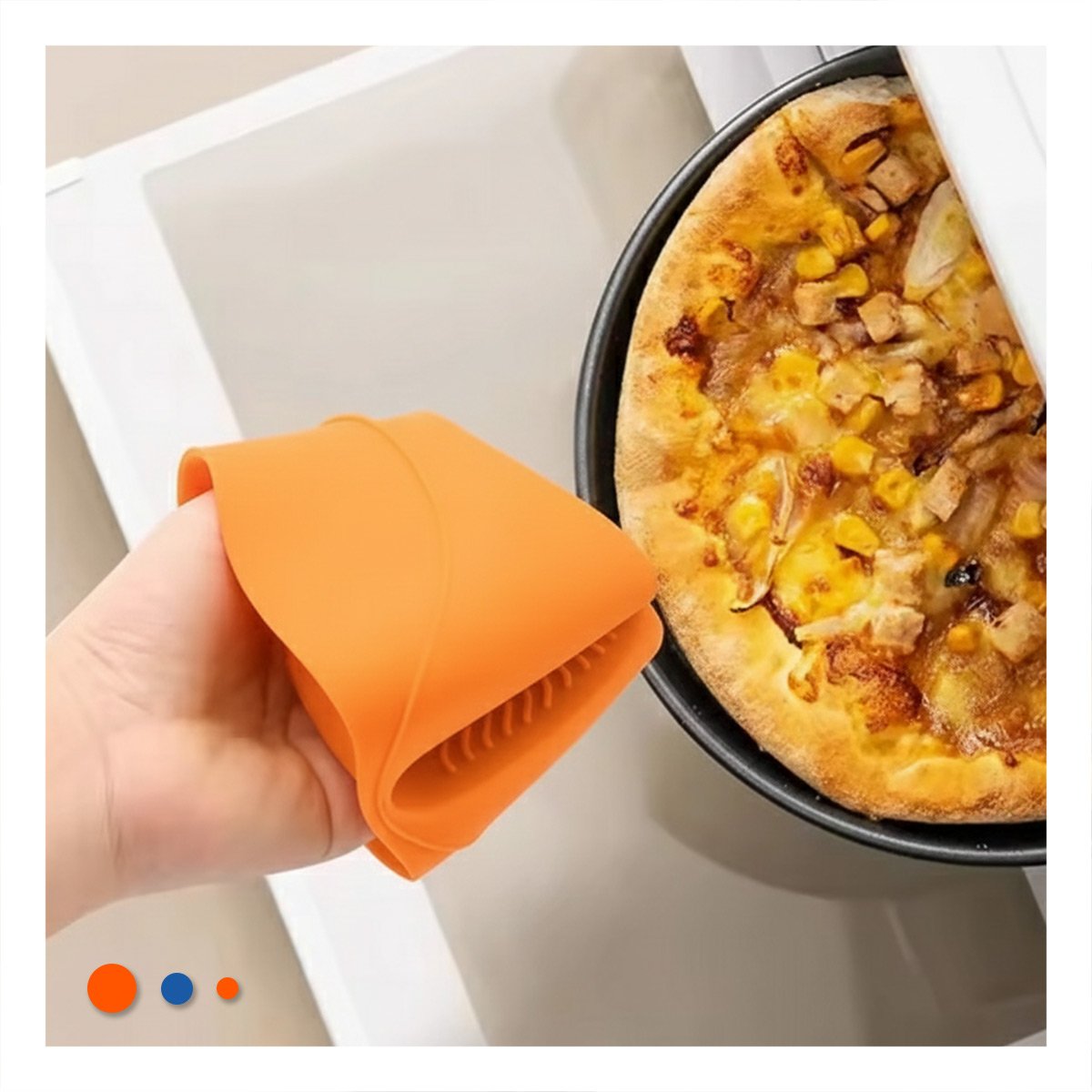 GUANTES ACCESORIOS DE SILICONA NARANJA PARA MANIPULAR COMIDA Y HOGAR 7,3X9,5CM Y+LIGAS REGALO - 3