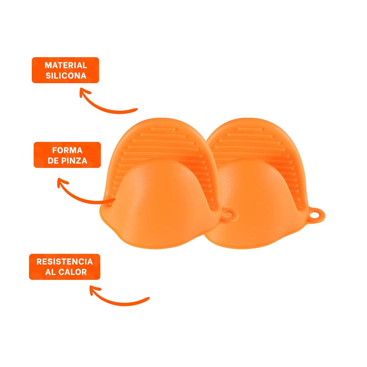 GUANTES ACCESORIOS DE SILICONA NARANJA PARA MANIPULAR COMIDA Y HOGAR 7,3X9,5CM Y+LIGAS REGALO - 5