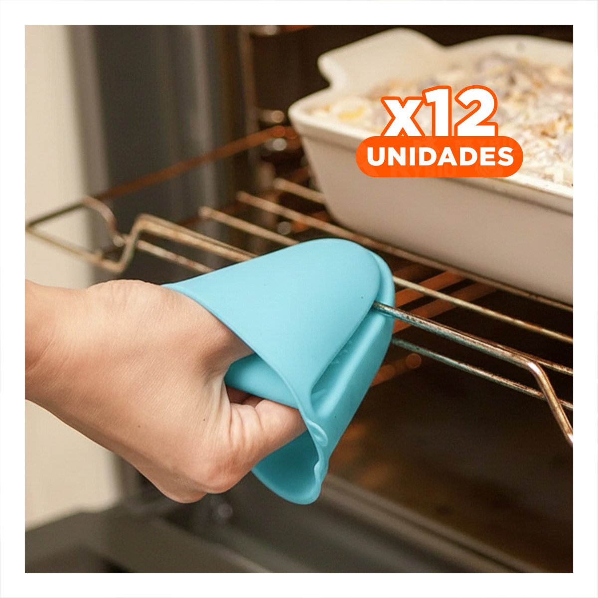 PACK12 CUBIERTOS DE SILICONA CELESTE PARA COCINA Y HOGAR 7,3X9,5CM Y+PAPEL REGALO - 1