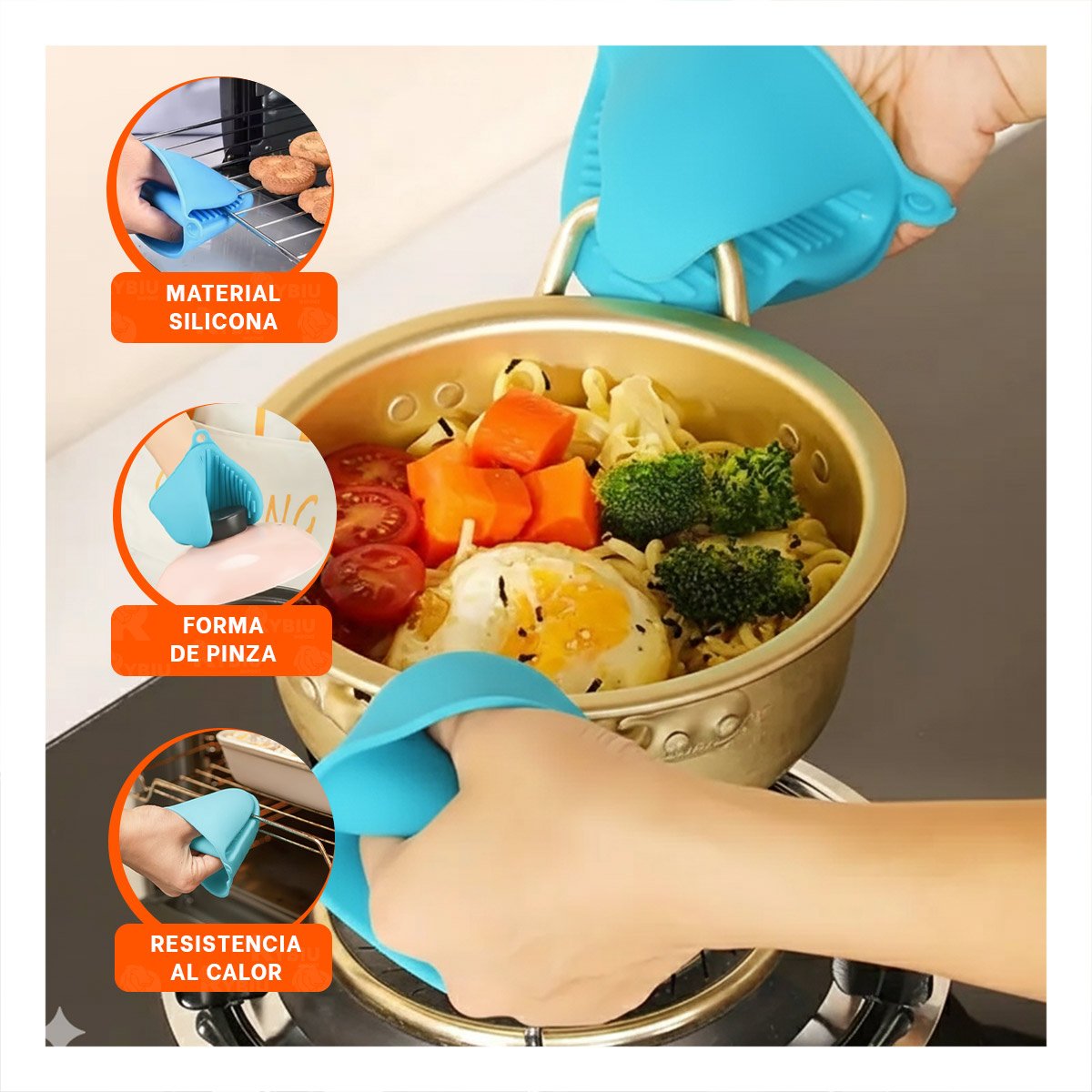 PACK12 CUBIERTOS DE SILICONA CELESTE PARA COCINA Y HOGAR 7,3X9,5CM Y+PAPEL REGALO - 3