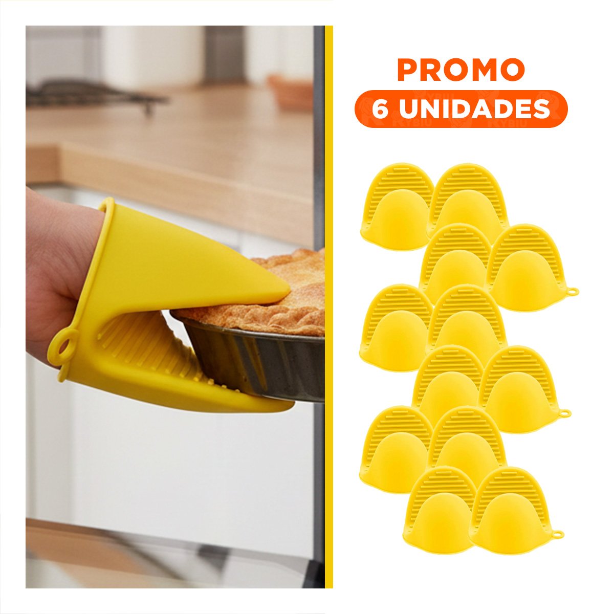 PACK6 PROTECCIONES CUBIERTAS DE SILICONA AMARILLO PARA PREPARAR 7,3X9,5CM Y+REGALO STICKER - 1