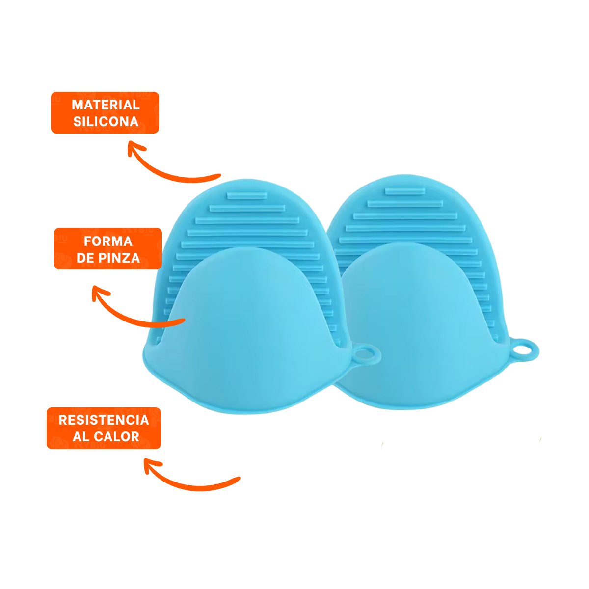 GUANTES MANOPLAS DE SILICONA CELESTE PARA COCINA Y HOGAR SEGURO 7,3X9,5CM Y+POST IT - 5