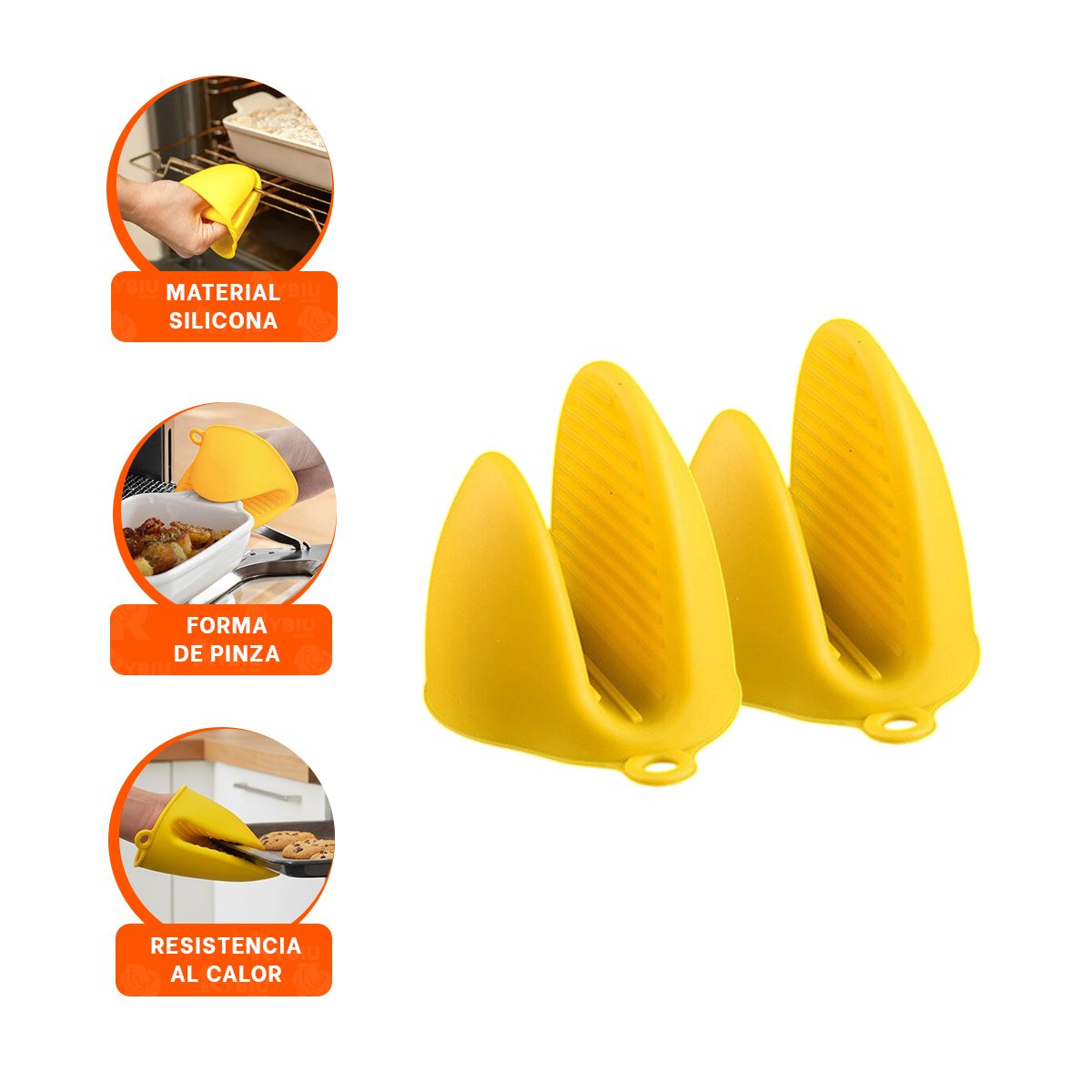 GUANTES PROTECTORES DE SILICONA AMARILLO PARA USO EN HOGAR Y COCINA 7,3X9,5CM Y+PAPEL REGALO - 5