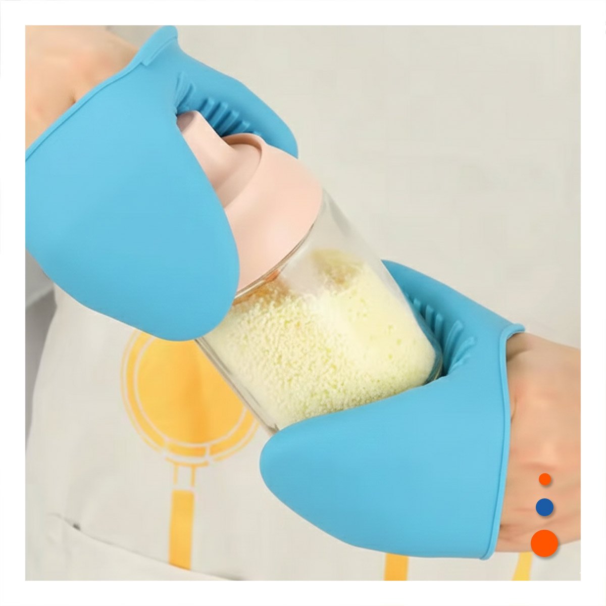 PACK4 MANOPLAS ACCESORIOS DE SILICONA CELESTE PARA MANIPULAR COMIDA 7,3X9,5CM - 3