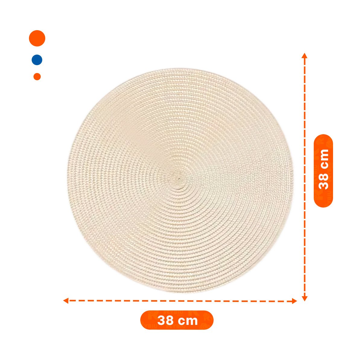 PACK4 INDIVIDUAL TEXTIL CIRCULAR BOHO BEIGE PARA COMEDOR - 4