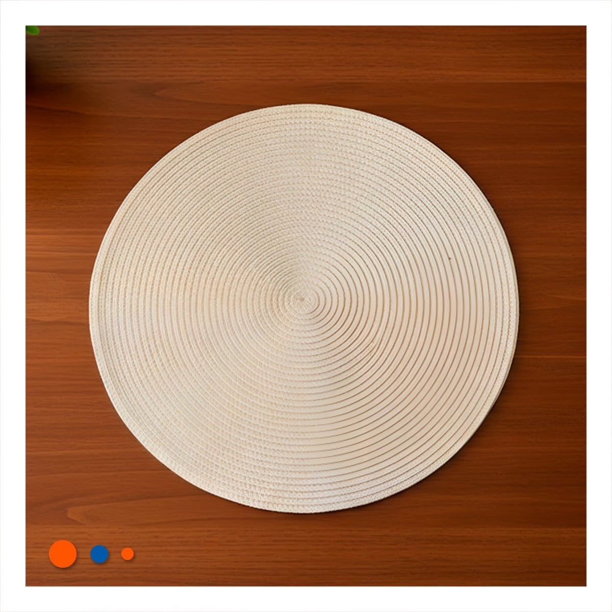 PACK4 INDIVIDUAL TEXTIL CIRCULAR BOHO BEIGE PARA COMEDOR - 5