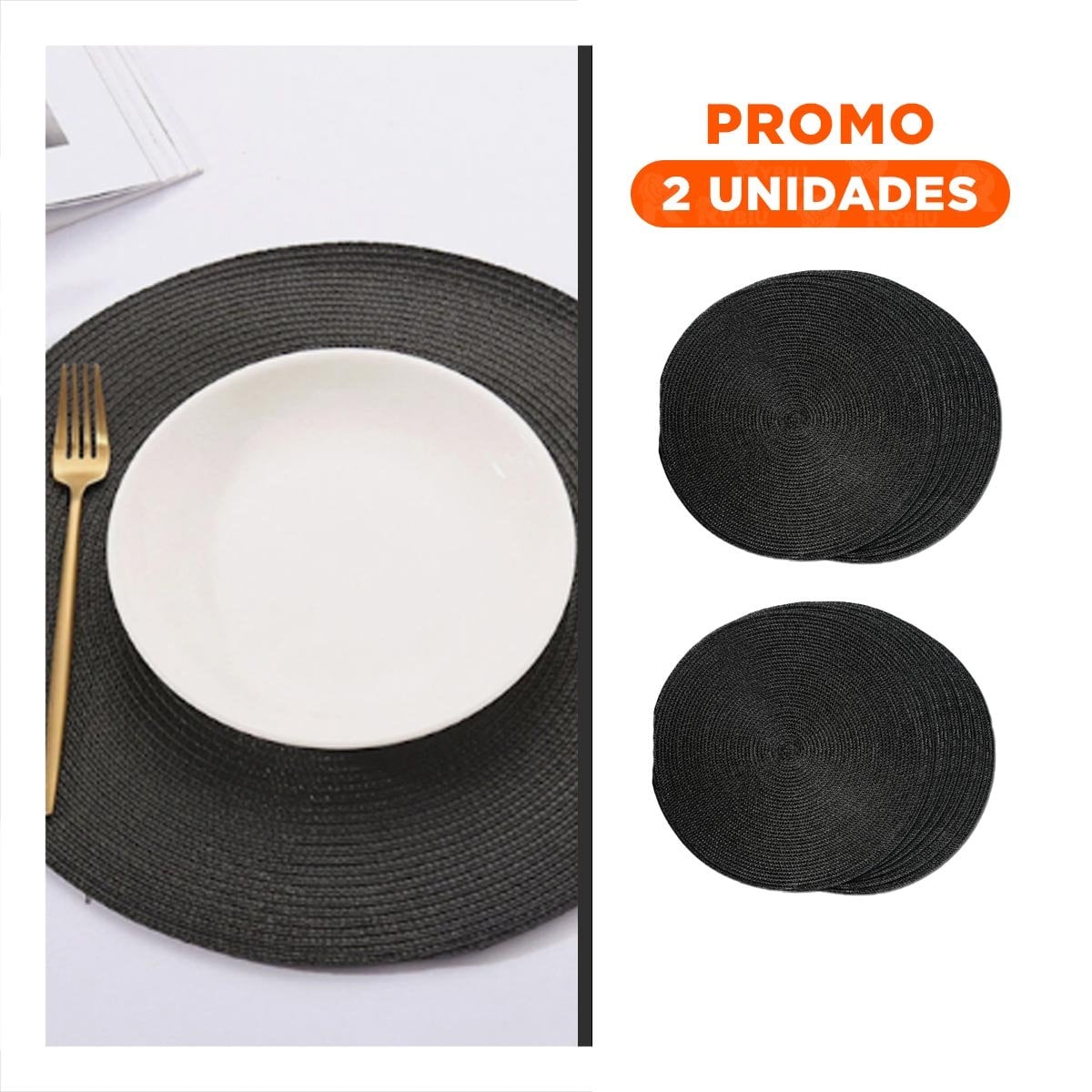 PACK2 TAPETE DECORATIVO CIRCULAR BOHO NEGRO ESTILO NATURAL Y+REGALO STICKER - 1