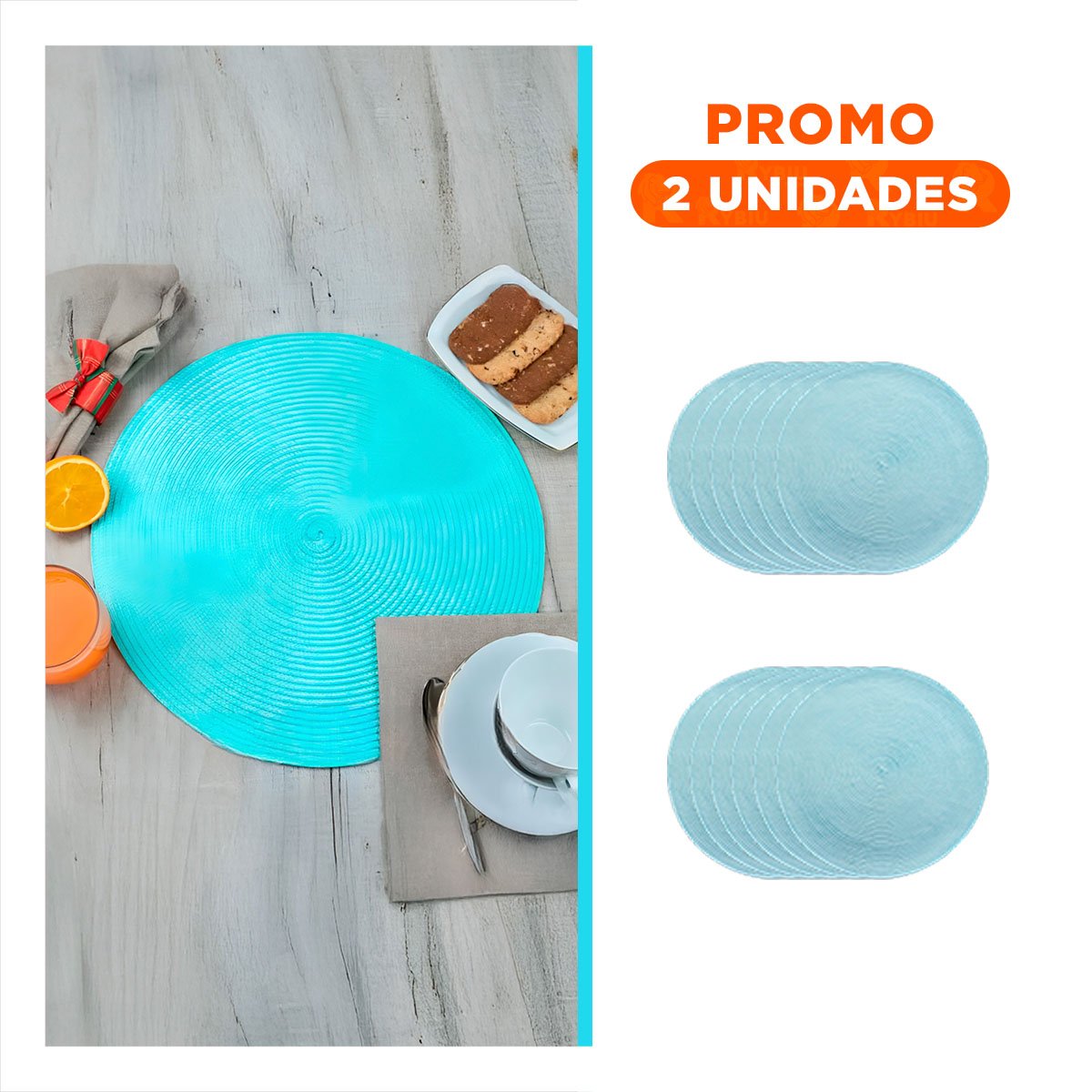 PACK2 MANTEL DECORATIVO CIRCULAR BOHO CELESTE CLARO PARA HOGAR Y CASA Y+REGALO STICKER - 1