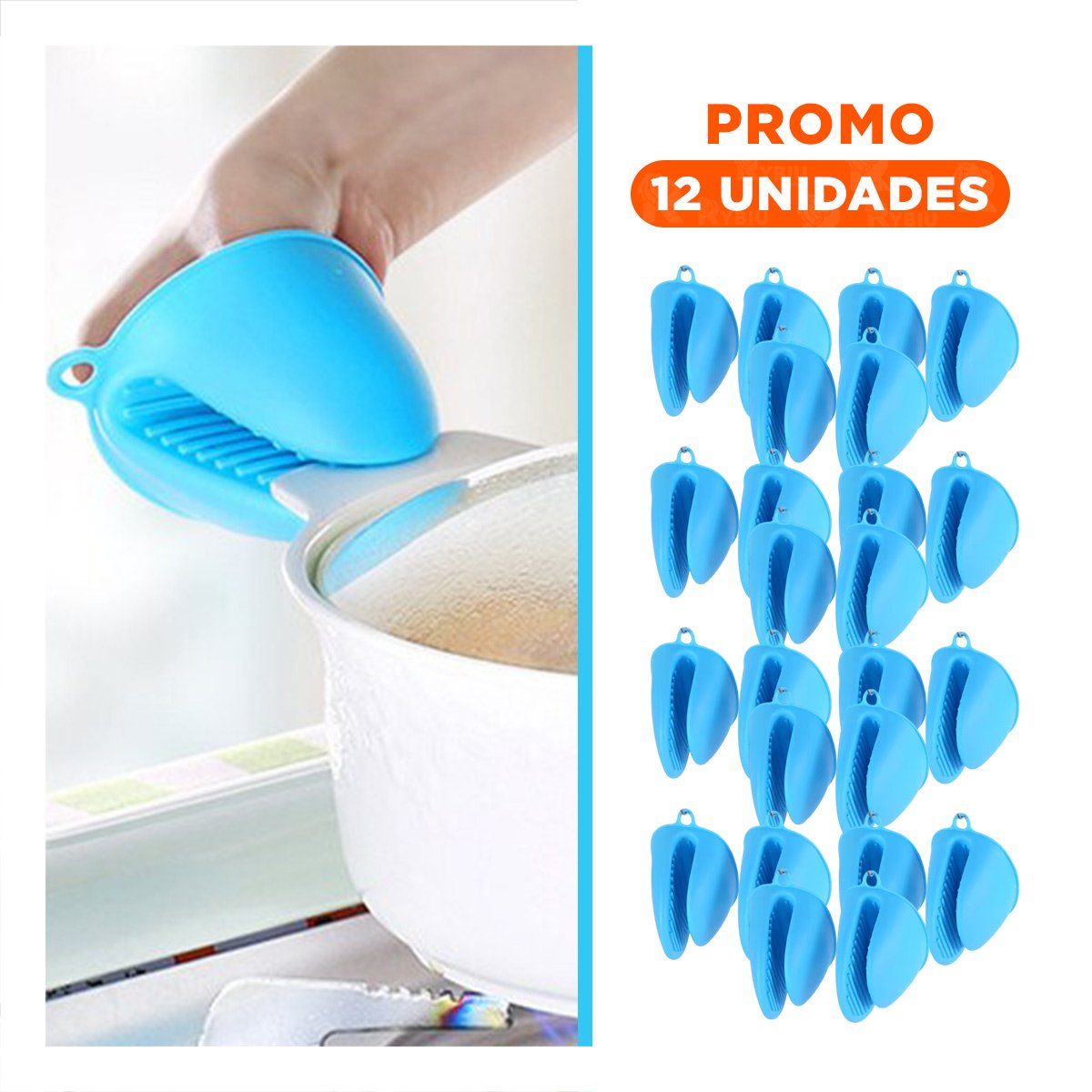PACK12 PROTECCIONES ACCESORIOS DE SILICONA CELESTE PARA COCINA Y HOGAR 7,3X9,5CM - 1