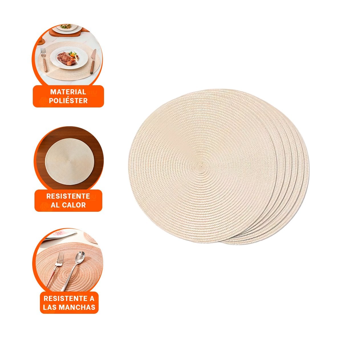 MANTEL CIRCULAR ESTILO BOHO BEIGE PARA MESA DE COMEDOR Y+PAPEL REGALO - 5
