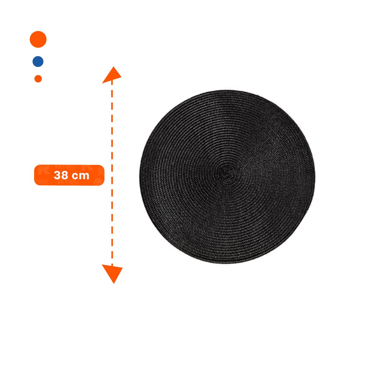 PACK4 TAPETE DE MESA CIRCULAR BOHO NEGRO PARA COMEDOR - 4