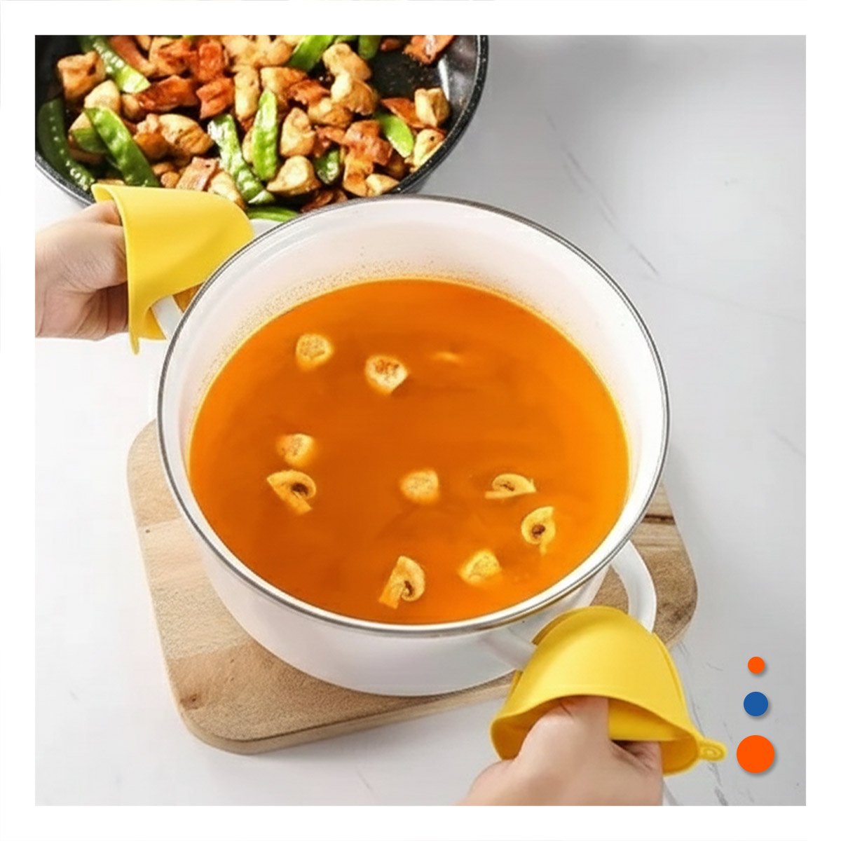 PACK2 MANOPLAS DE SILICONA AMARILLO PARA COCINA DIARIA Y HOGAR 7,3X9,5CM - 2