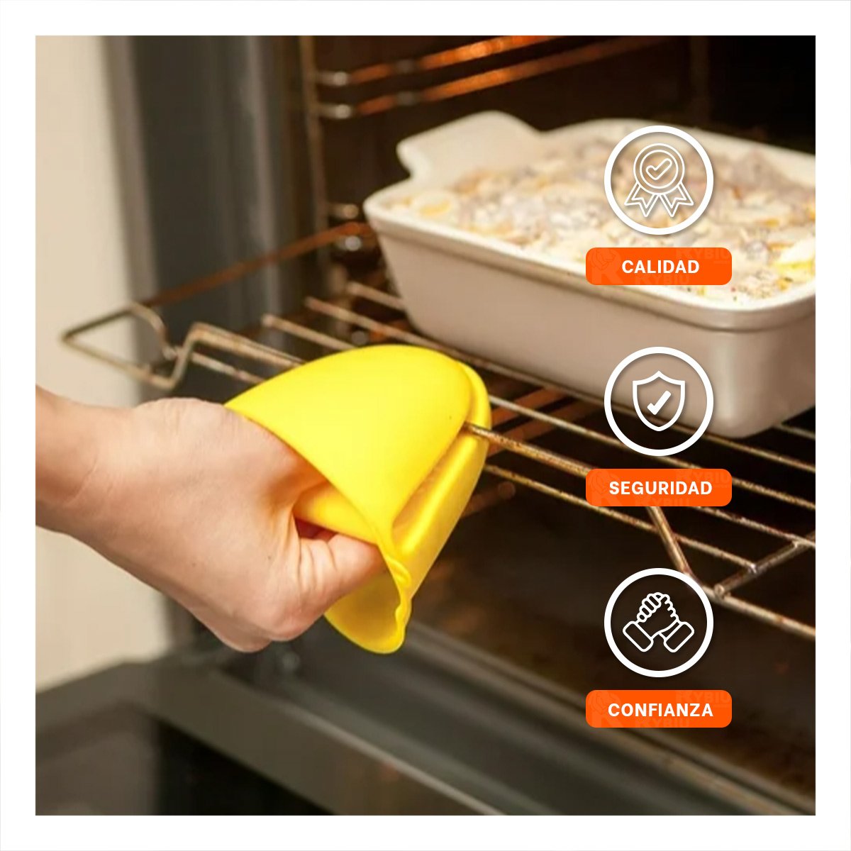 PACK6 PROTECCIONES PARA MANOS DE SILICONA AMARILLO PARA HOGAR Y COCINA 7,3X9,5CM Y+PAPEL REGALO - 2