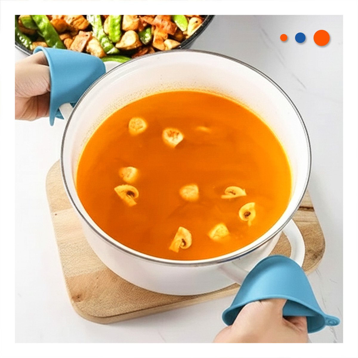 GUANTES CUBIERTOS DE SILICONA CELESTE PARA TAREAS DE COCINA Y HOGAR 7,3X9,5CM Y+REGALO STICKER - 2
