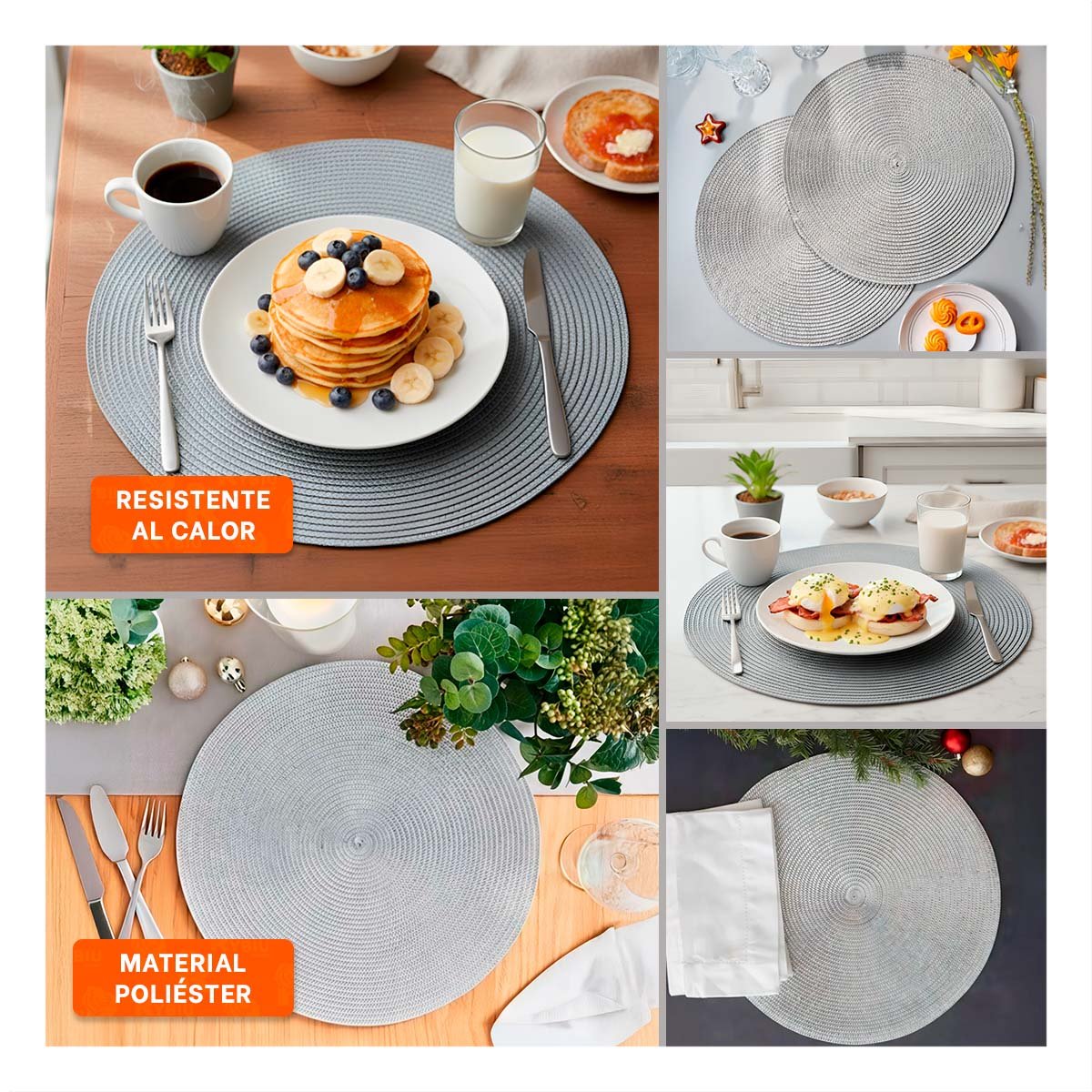INDIVIDUAL DE MESA CIRCULAR BOHO PLOMO ESTILO NATURAL Y+PAPEL REGALO - 3