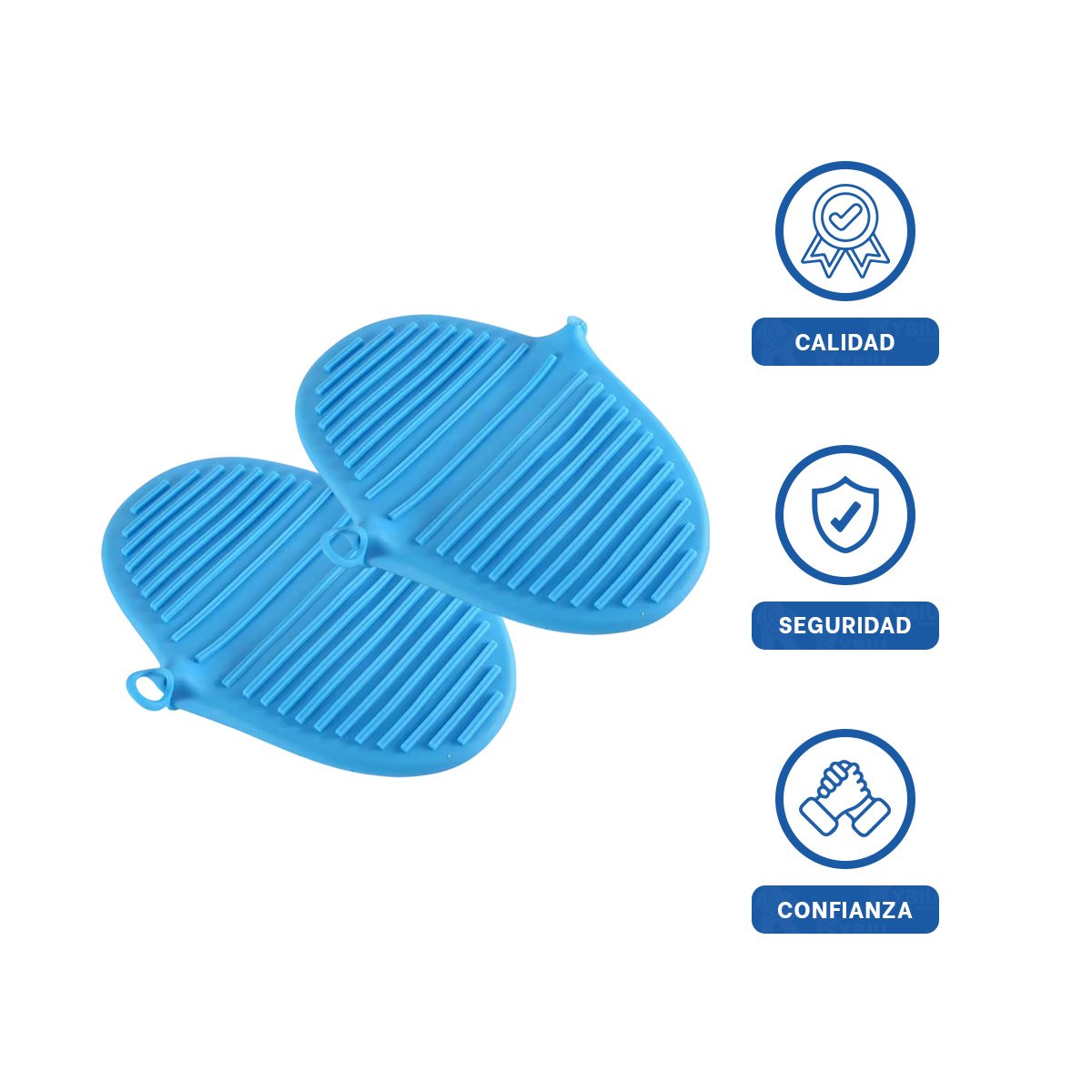 GUANTES ACCESORIOS DE SILICONA CELESTE PARA MANIPULAR COMIDA Y HOGAR 7,3X9,5CM Y+LIGAS REGALO - 5